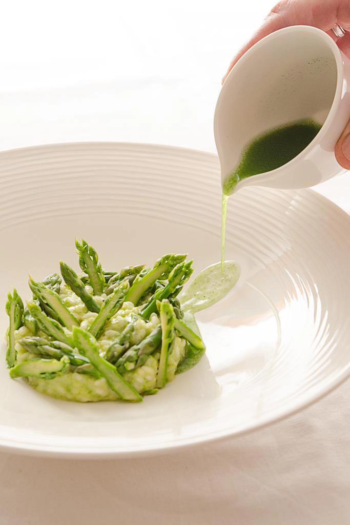 Asparagus risotto prepared by Chef Duccio